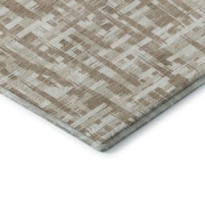 Tan Beige And Ivory Abstract Geometric Washable Area Rug With UV Protection Photo 7
