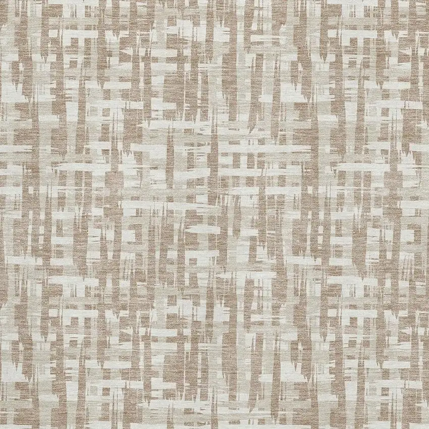 Tan Beige And Ivory Abstract Geometric Washable Area Rug With UV Protection Photo 2