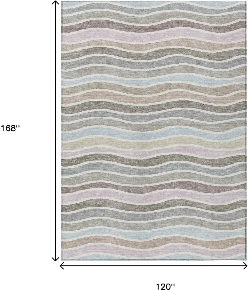 Tan Beige And Ivory Striped Washable Indoor Outdoor Area Rug Photo 3