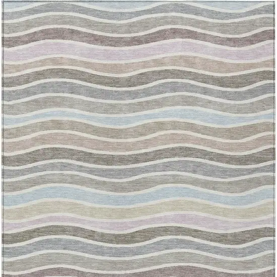 Tan Beige And Ivory Striped Washable Indoor Outdoor Area Rug Photo 6