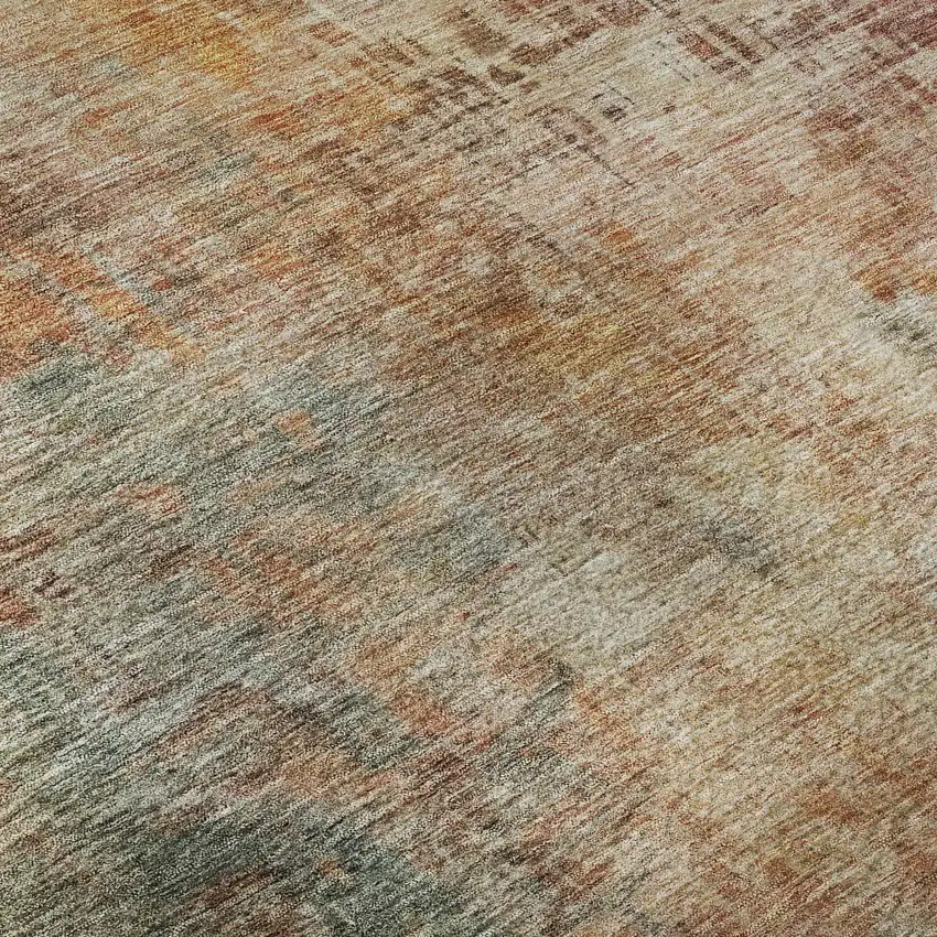 Tan Beige And Red Abstract Washable Area Rug With UV Protection Photo 7