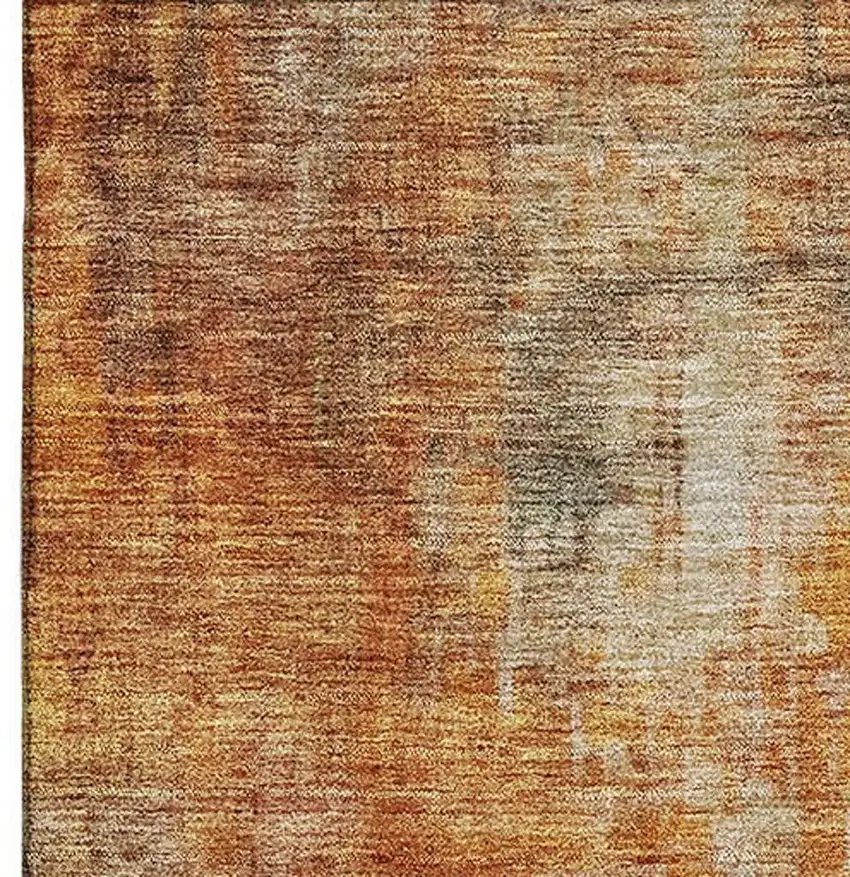 Tan Beige And Red Abstract Washable Area Rug With UV Protection Photo 5