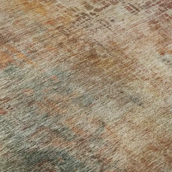 Tan Beige And Red Abstract Washable Area Rug With UV Protection Photo 7