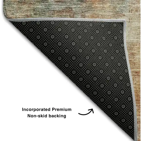 Tan Beige And Red Abstract Washable Area Rug With UV Protection Photo 4