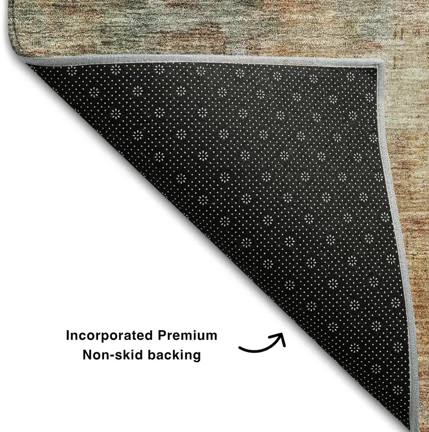 Tan Beige And Red Abstract Washable Area Rug With UV Protection Photo 4