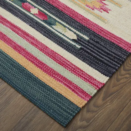 Tan Black And Orange Southwestern Hand Woven Area Rug Photo 3