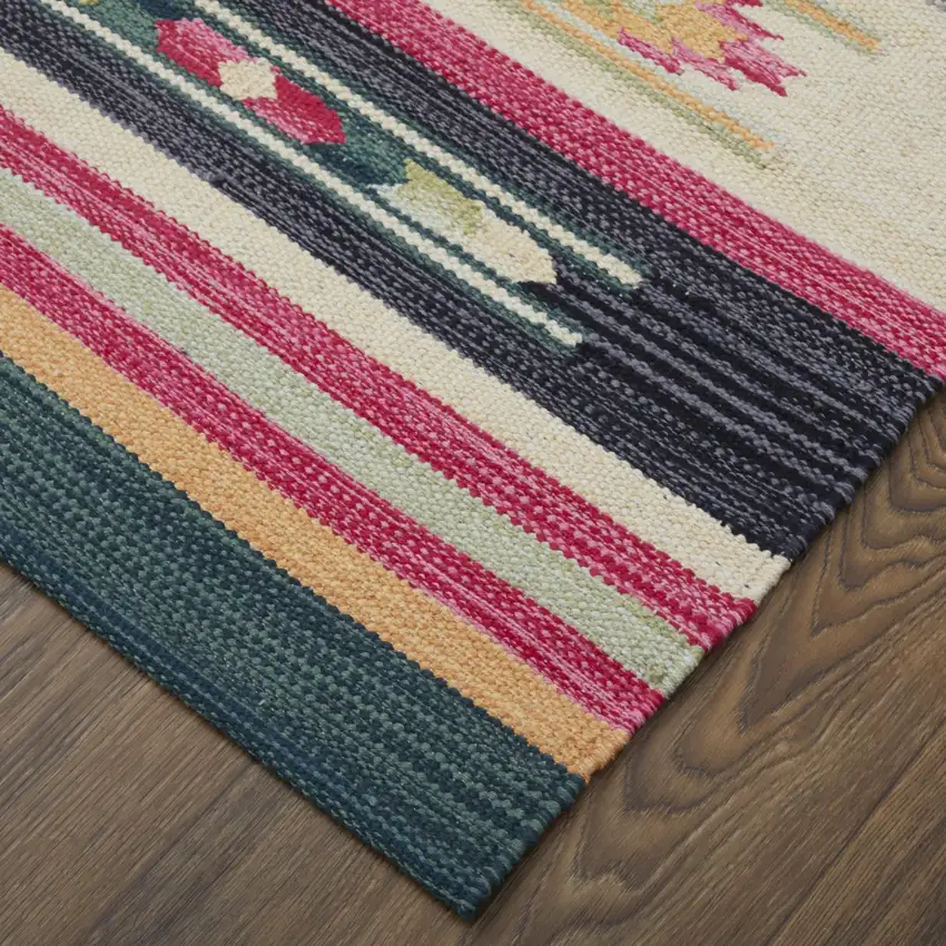 Tan Black And Orange Southwestern Hand Woven Area Rug Photo 3