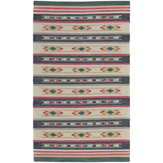 Tan Black And Orange Southwestern Hand Woven Area Rug Photo 2