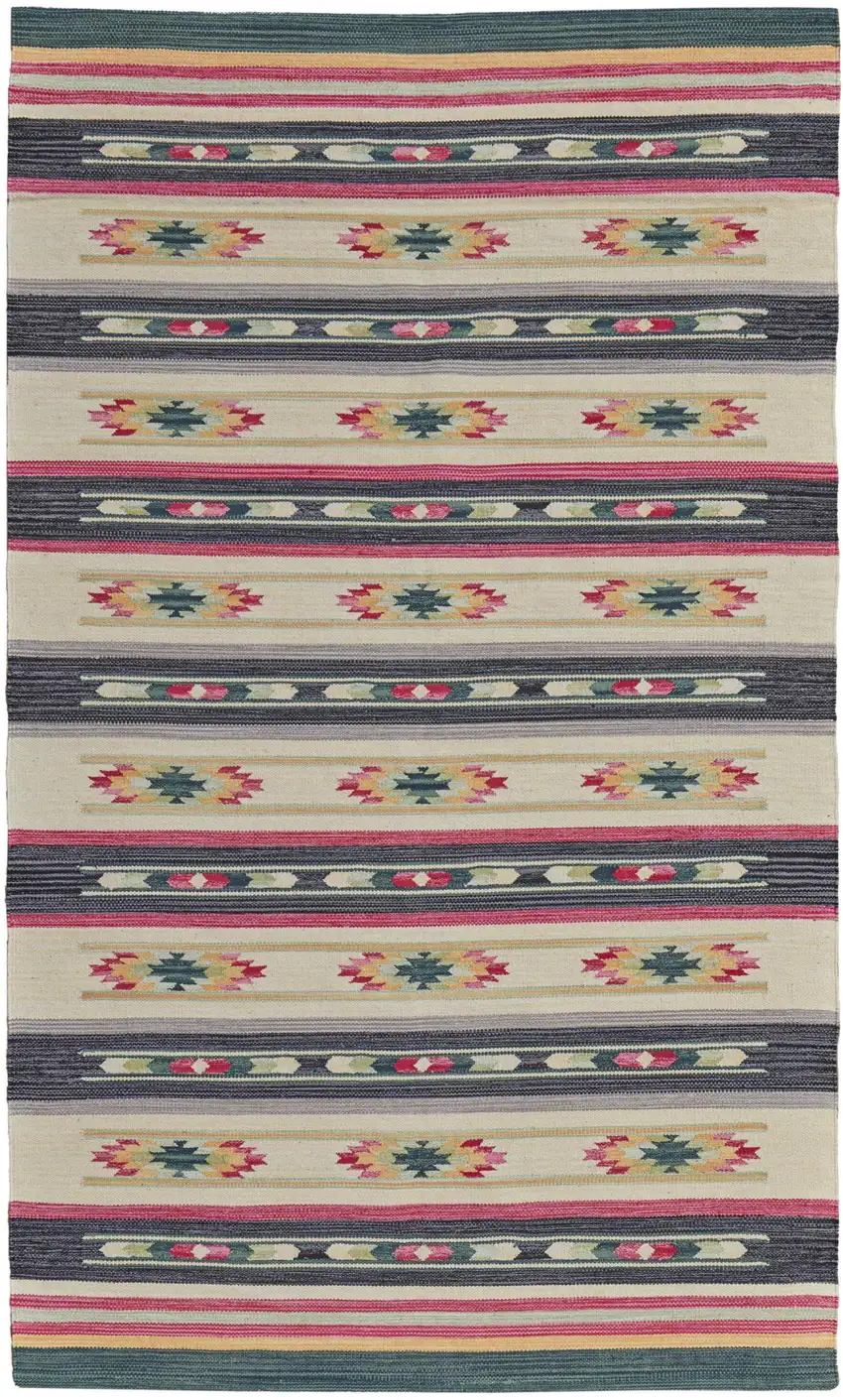 Tan Black And Orange Southwestern Hand Woven Area Rug Photo 2