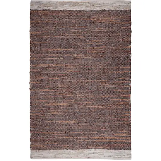 Tan Black and Beige Patchwork Handmade Indoor Outdoor Area Rug Photo 4
