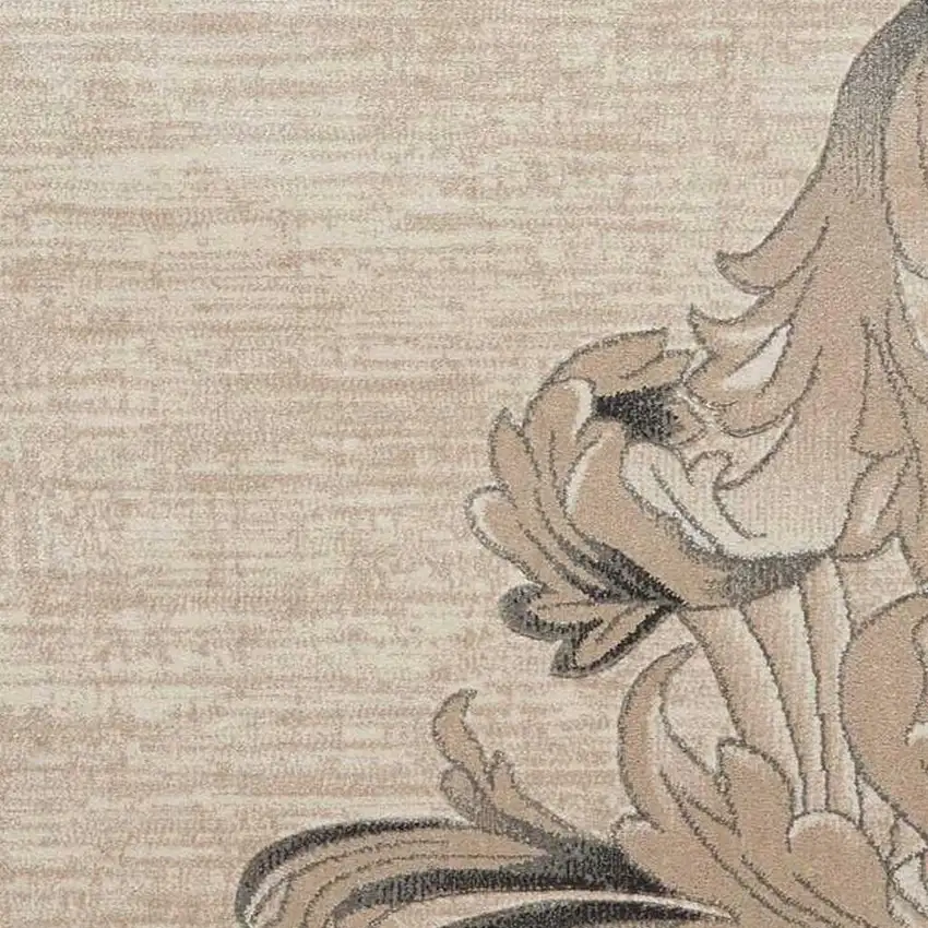 Tan Black and Ivory Damask Area Rug Photo 3