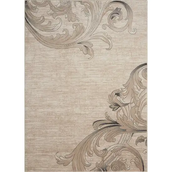 Tan Black and Ivory Damask Area Rug Photo 1