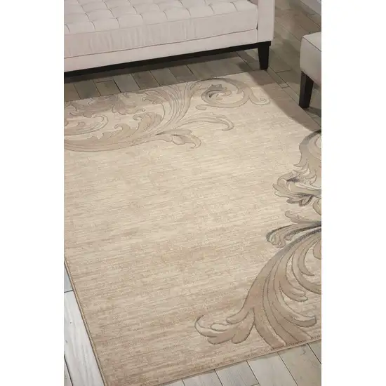 Tan Black and Ivory Damask Area Rug Photo 5