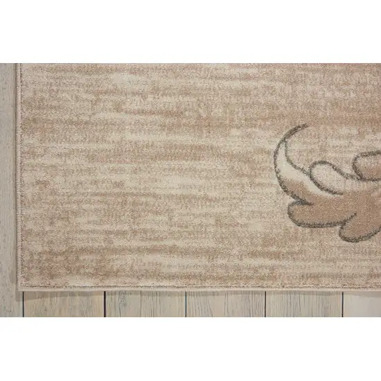 Tan Black and Ivory Damask Non Skid Area Rug Photo 8