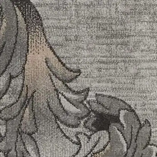 Tan Black and Ivory Damask Non Skid Area Rug Photo 3