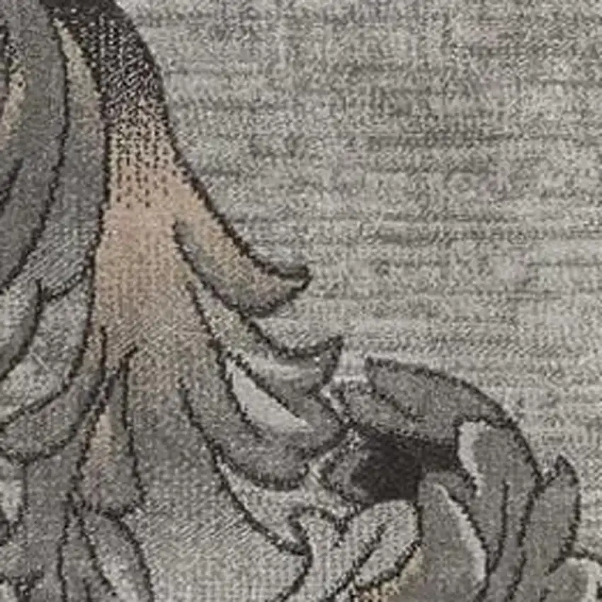 Tan Black and Ivory Damask Non Skid Area Rug Photo 3