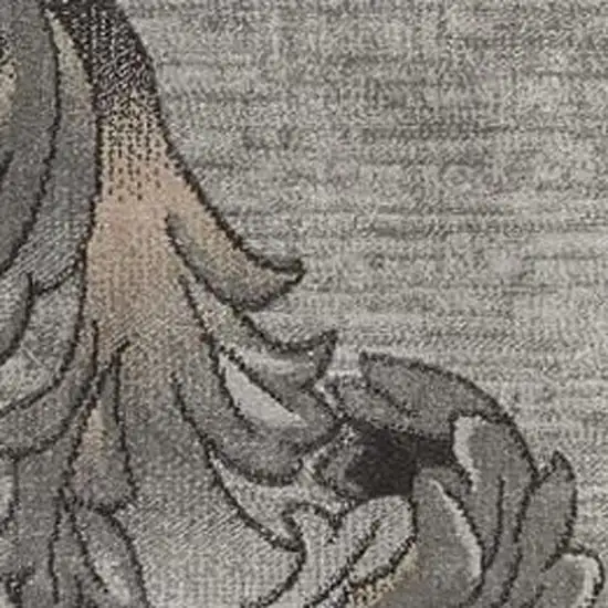 Tan Black and Ivory Damask Non Skid Area Rug Photo 3