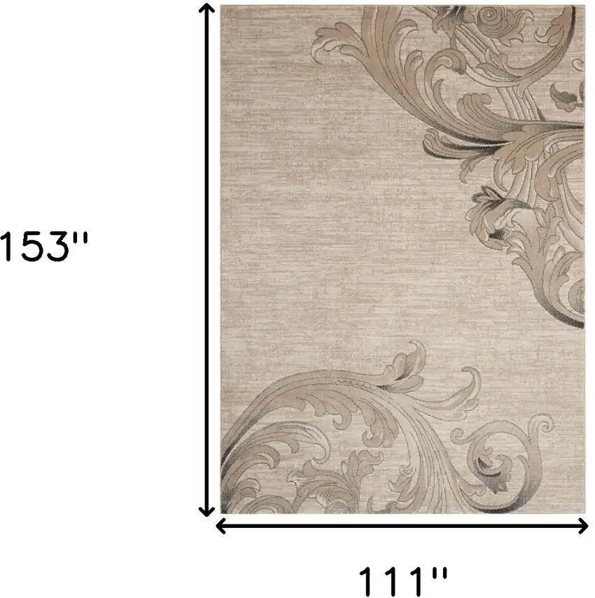 Tan Black and Ivory Damask Non Skid Area Rug Photo 7