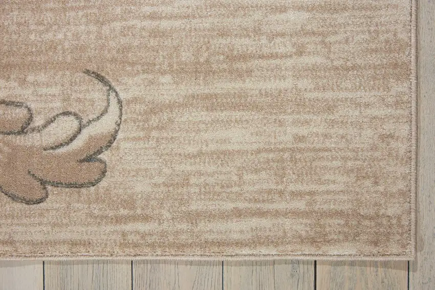 Tan Black and Ivory Damask Non Skid Area Rug Photo 4