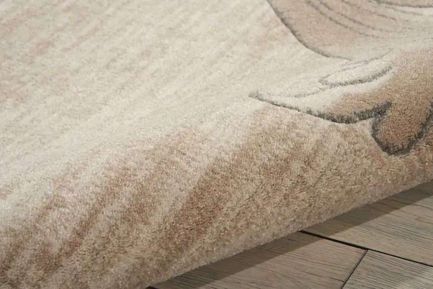 Tan Black and Ivory Damask Non Skid Area Rug Photo 9