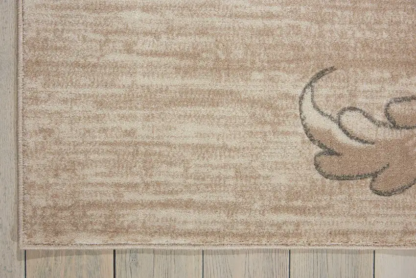 Tan Black and Ivory Damask Non Skid Area Rug Photo 3