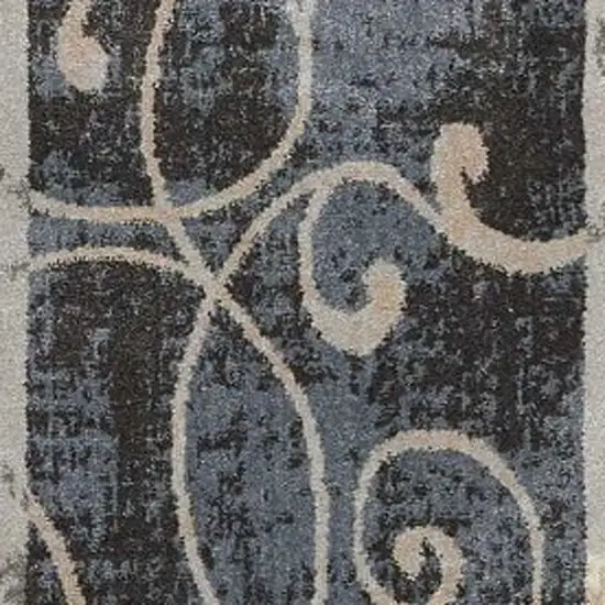 Tan Black and Ivory Floral Vines Area Rug Photo 4