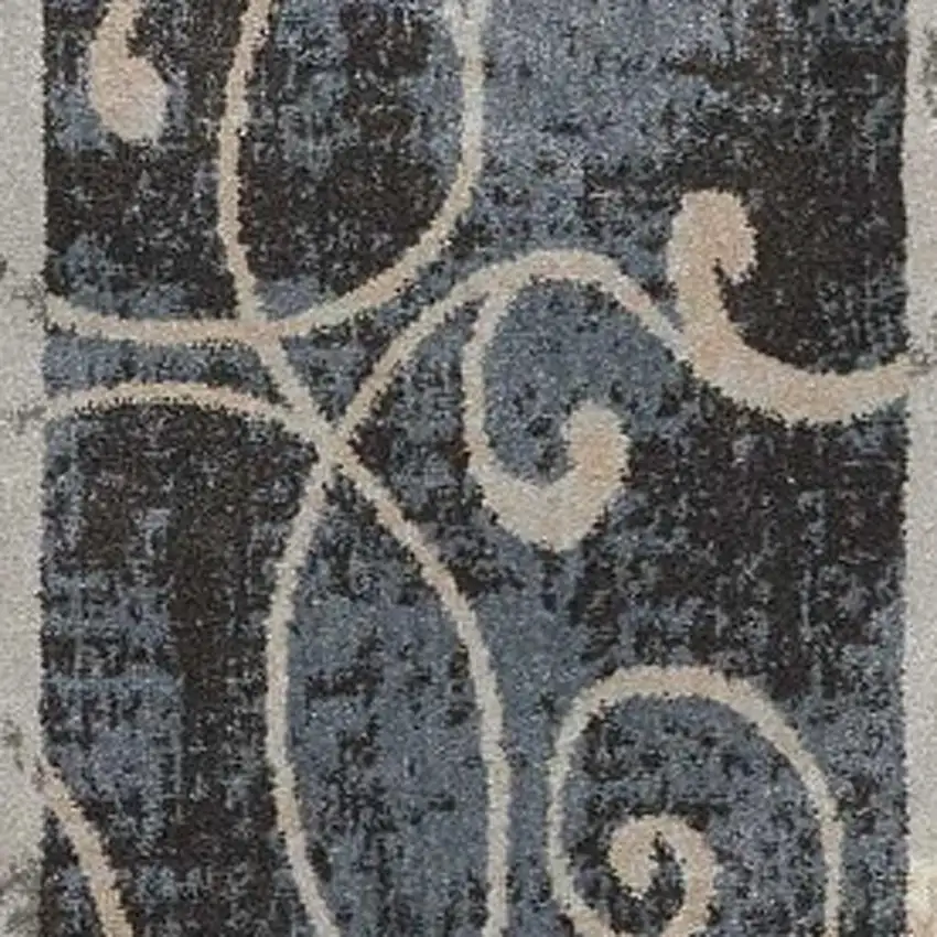 Tan Black and Ivory Floral Vines Area Rug Photo 4