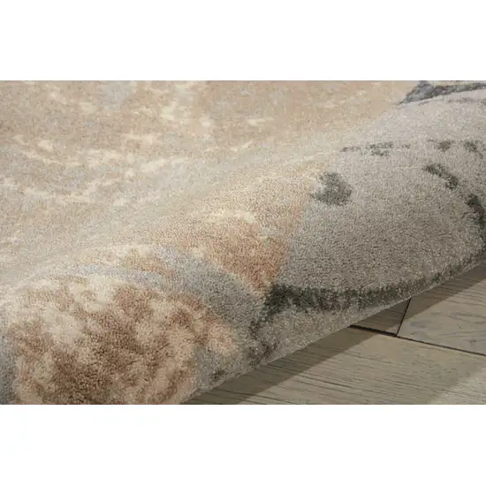 Tan Black and Ivory Floral Vines Non Skid Area Rug Photo 9