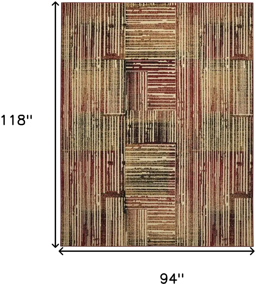 Tan Black and Red Striped Non Skid Area Rug Photo 3