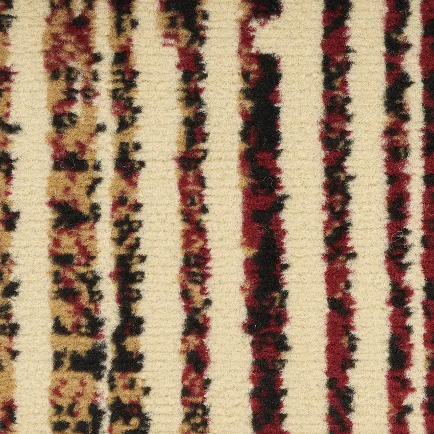 Tan Black and Red Striped Non Skid Area Rug Photo 1