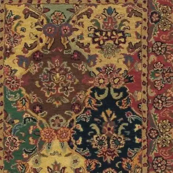 Tan Black and Red Wool Floral Area Rug Photo 3
