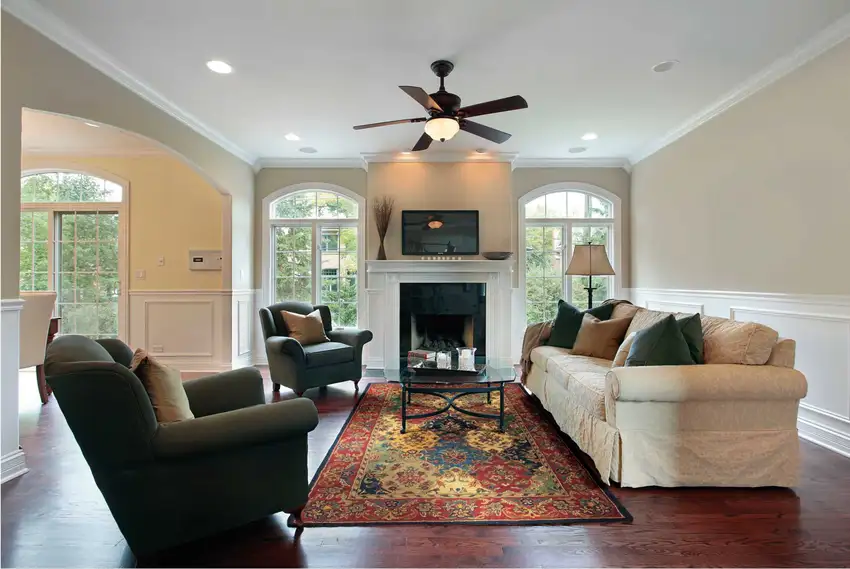 Tan Black and Red Wool Floral Area Rug Photo 5