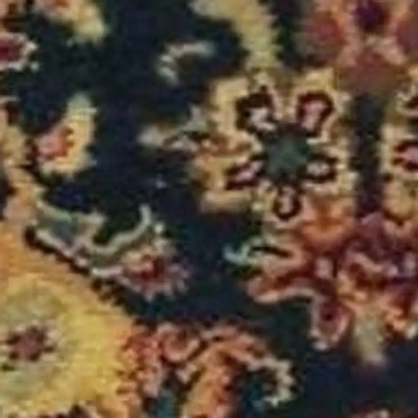 Tan Black and Red Wool Floral Area Rug Photo 6