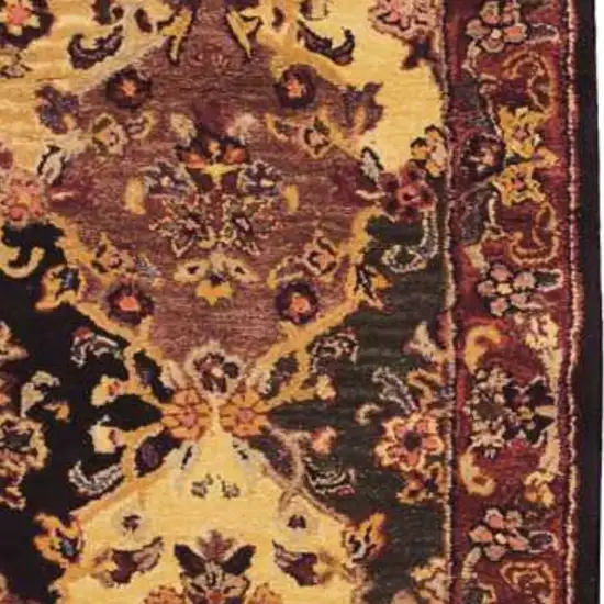 Tan Black and Red Wool Floral Area Rug Photo 3