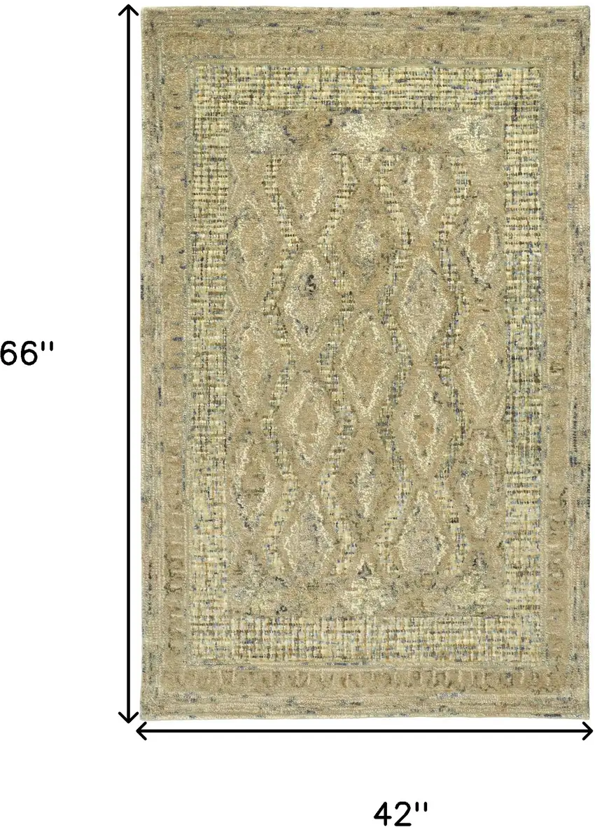 Tan Blue And Gray Wool Floral Tufted Handmade Stain Resistant Area Rug Photo 10