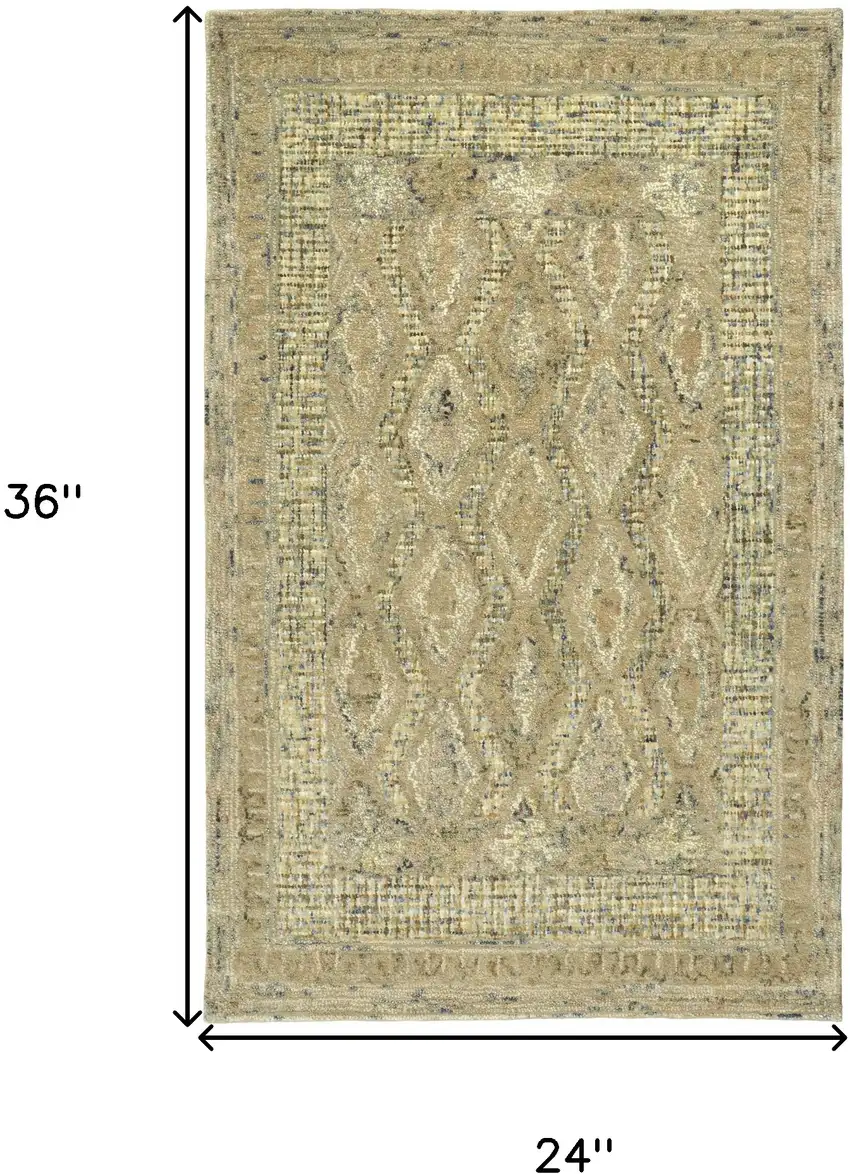 Tan Blue And Gray Wool Floral Tufted Handmade Stain Resistant Area Rug Photo 10