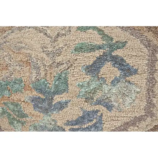 Tan Blue And Green Ikat Hand Tufted Area Rug Photo 4