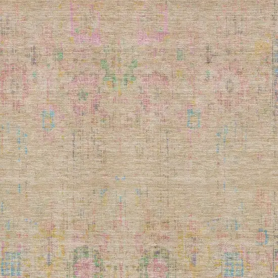 Tan Blue And Green Oriental Washable Area Rug With UV Protection Photo 2