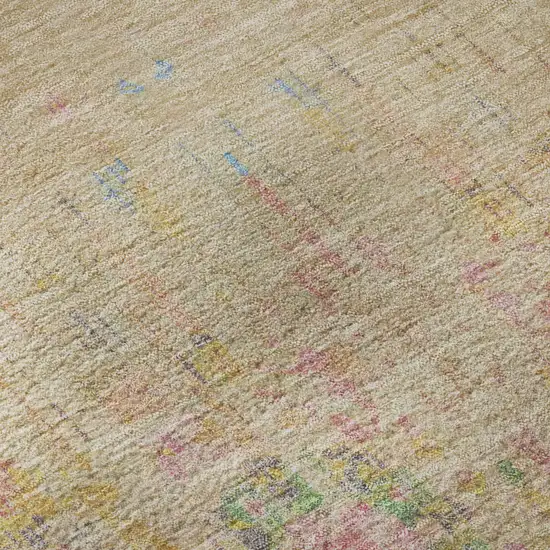 Tan Blue And Green Oriental Washable Area Rug With UV Protection Photo 9