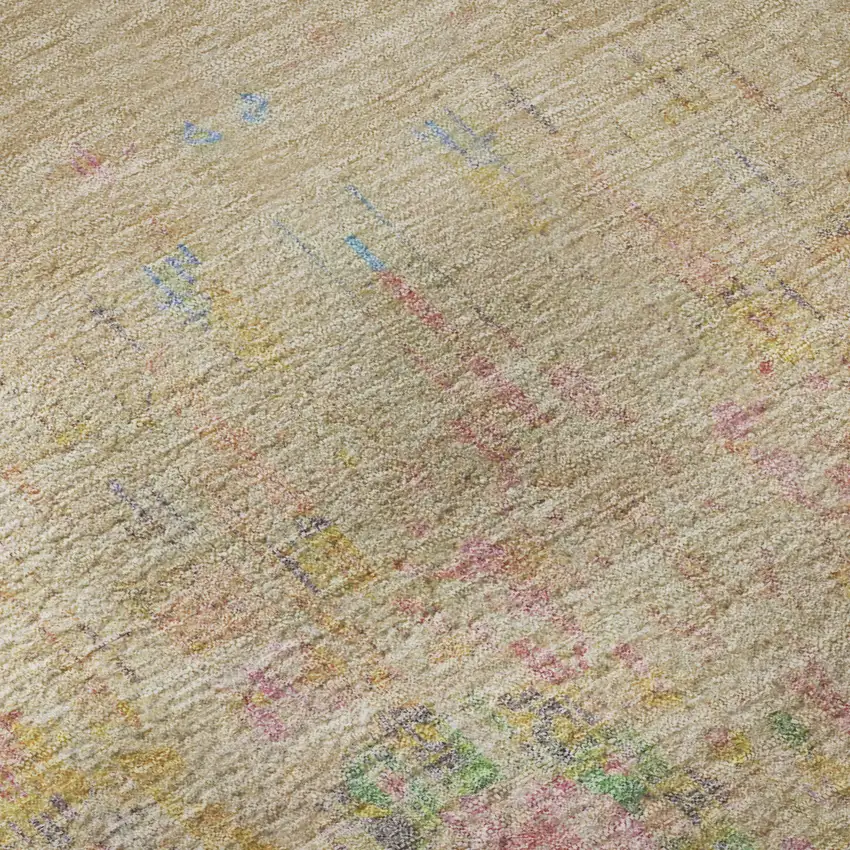 Tan Blue And Green Oriental Washable Area Rug With UV Protection Photo 9