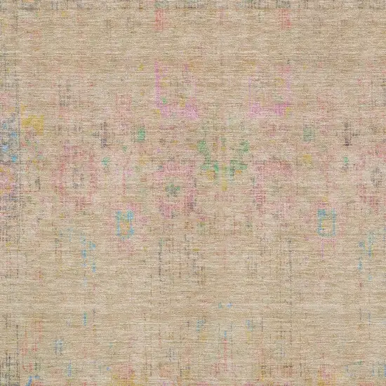 Tan Blue And Green Oriental Washable Area Rug With UV Protection Photo 2