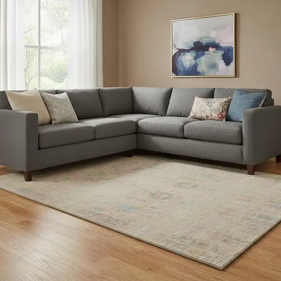 Tan Blue And Green Oriental Washable Area Rug With UV Protection Photo 2