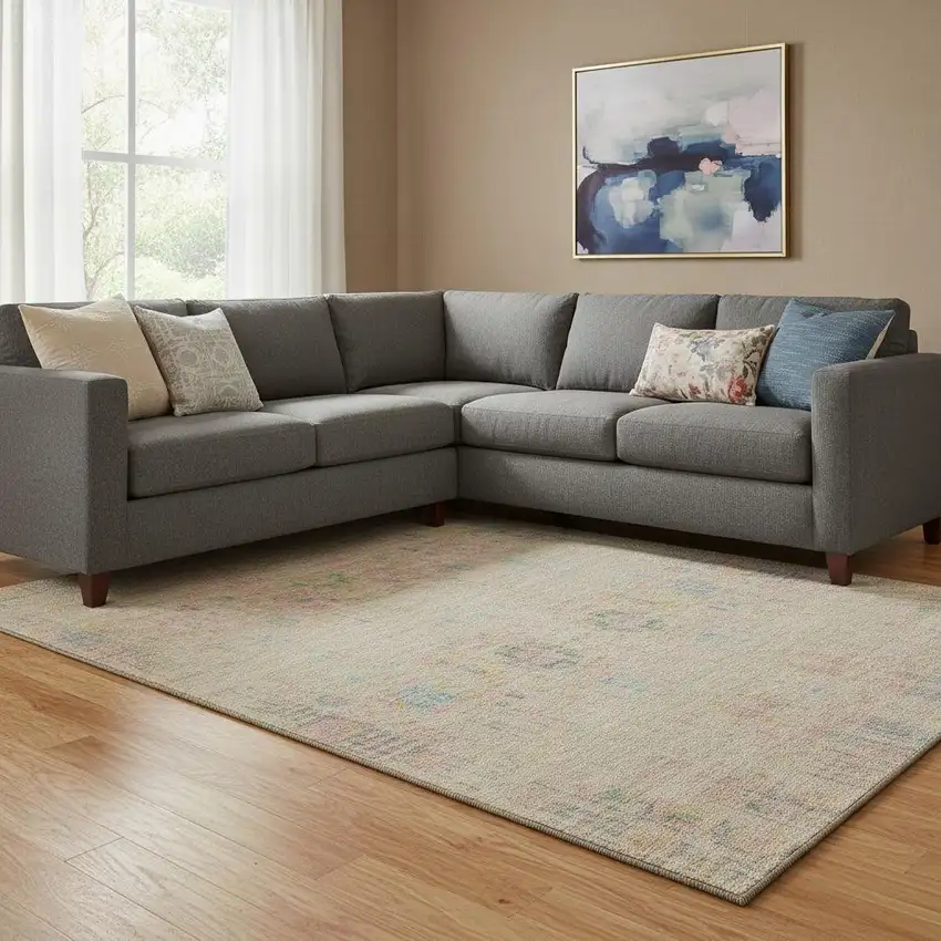 Tan Blue And Green Oriental Washable Area Rug With UV Protection Photo 2