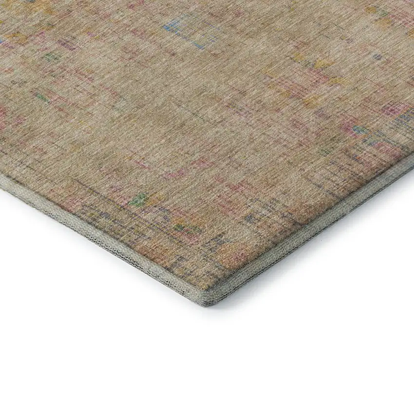 Tan Blue And Green Oriental Washable Area Rug With UV Protection Photo 7