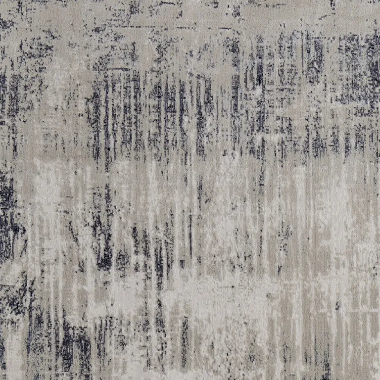 Tan Blue And Ivory Abstract Power Loom Distressed Area Rug Photo 5