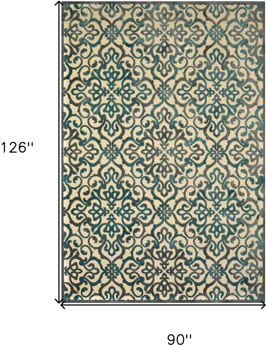 Tan Blue and Taupe Floral Power Loom Area Rug Photo 3