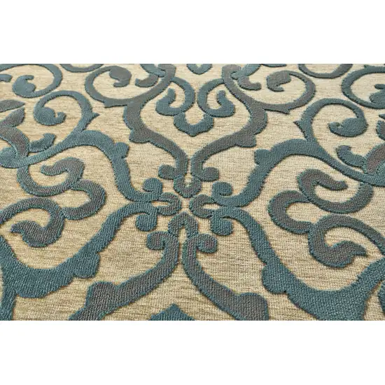 Tan Blue and Taupe Floral Power Loom Area Rug Photo 6