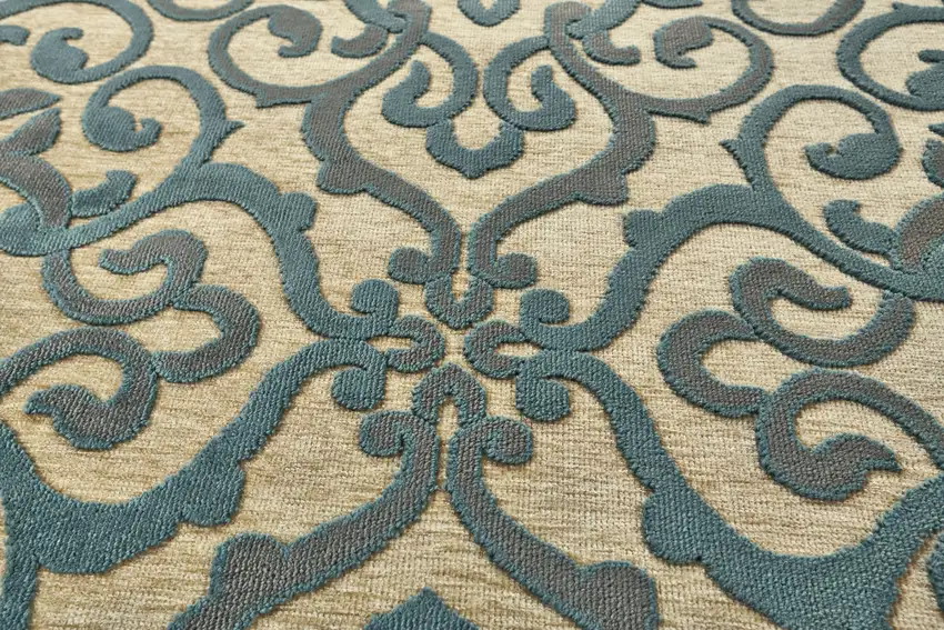 Tan Blue and Taupe Floral Power Loom Area Rug Photo 6