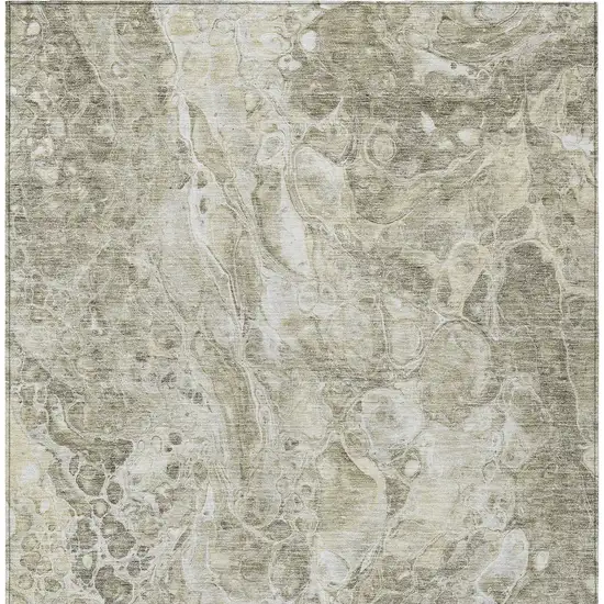 Tan Brown And Beige Abstract Washable Indoor Outdoor Area Rug Photo 6