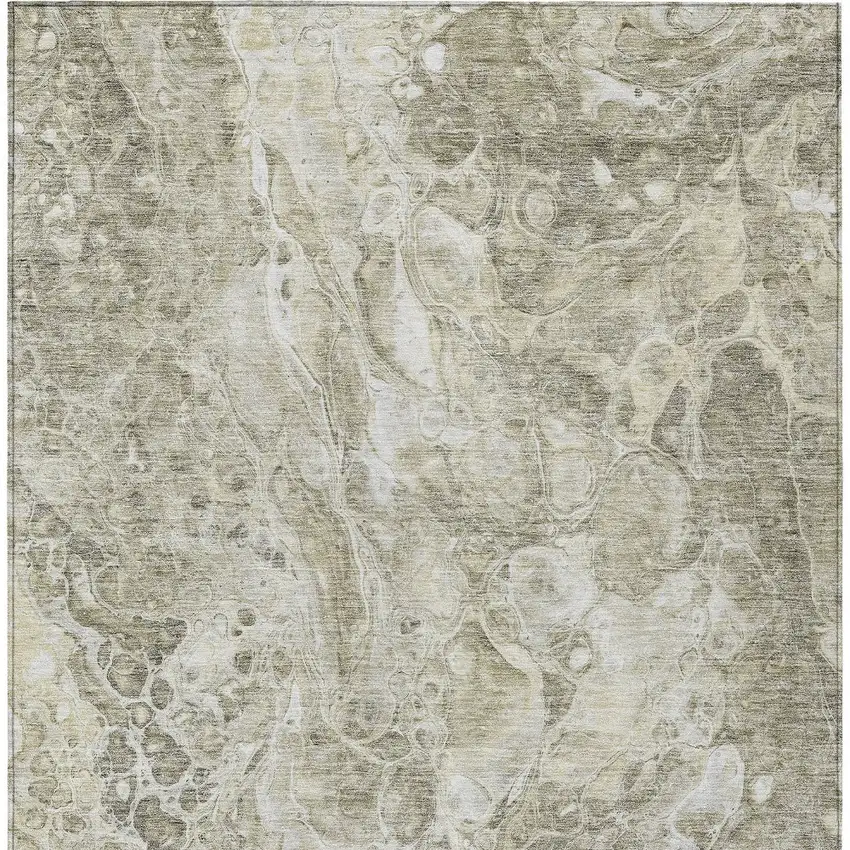 Tan Brown And Beige Abstract Washable Indoor Outdoor Area Rug Photo 6